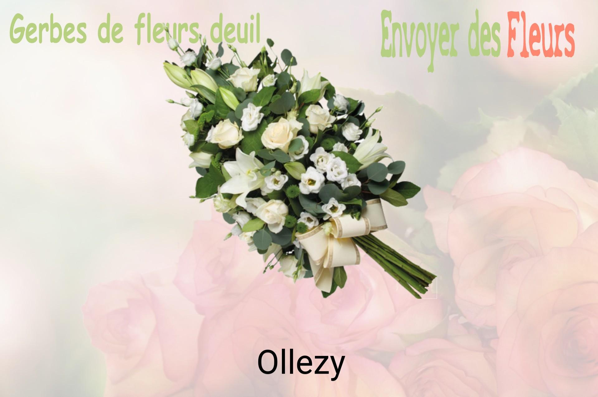 Gerbe de fleurs de deuil livrée à Ollezy